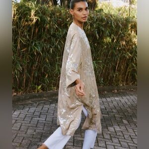 NWT - Zara Elegant Tan Sequin Kimono